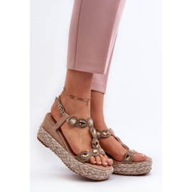 Damsandaler med flätning S.Barski MY291 Beige 2