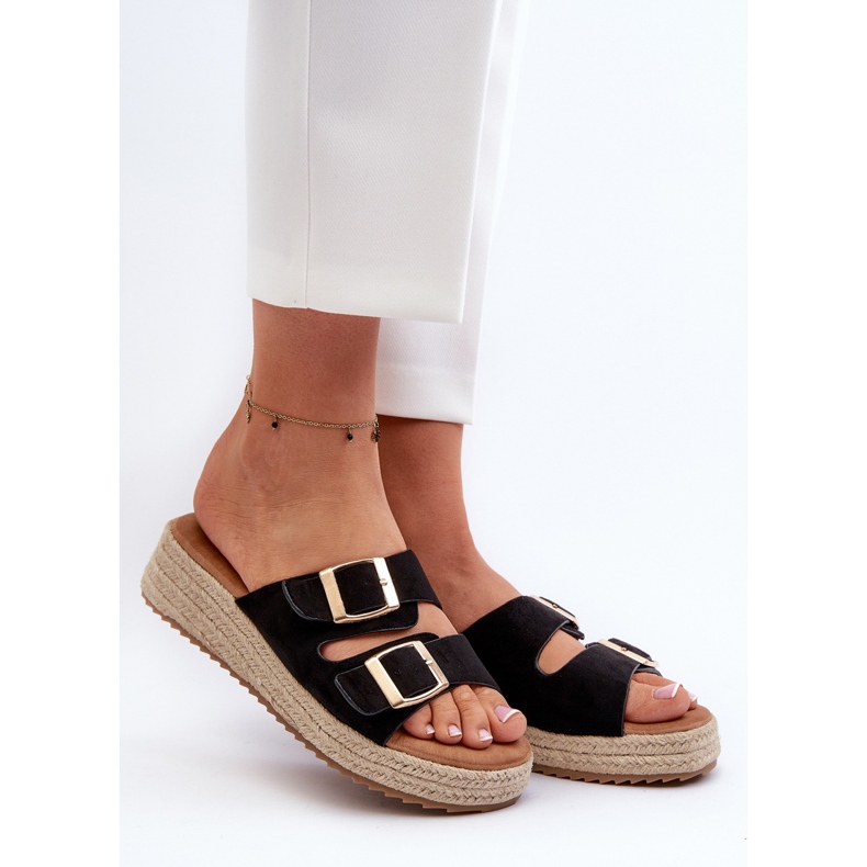 Damflip-flops med flätad ekomocka svart Zaloemi 2