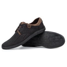 Polbut Läderskor för män 402 sommar svart med brun 3