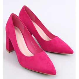 Clairay Fuchsia pumps med bred klack rosa 1