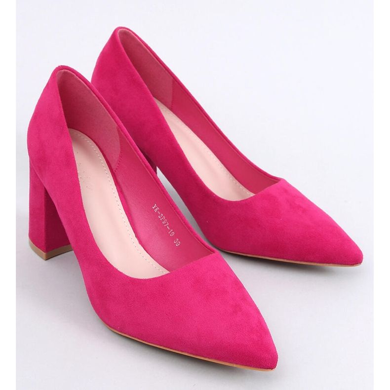 Clairay Fuchsia pumps med bred klack rosa 1