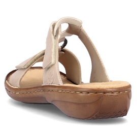 Bekväma beige kardborrflipflops för kvinnor Rieker 60885-62 1