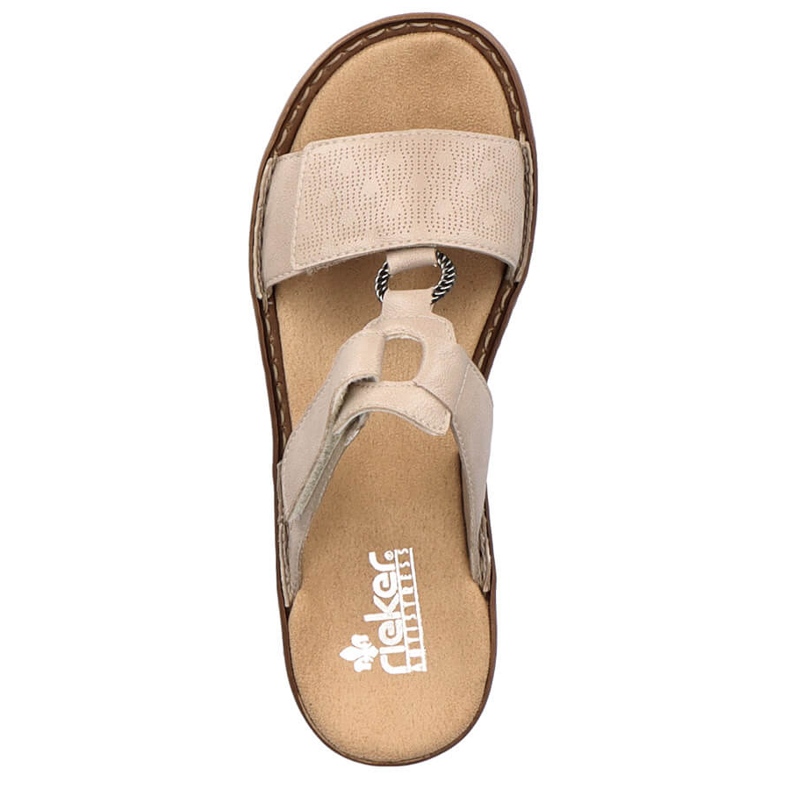 Bekväma beige kardborrflipflops för kvinnor Rieker 60885-62 2