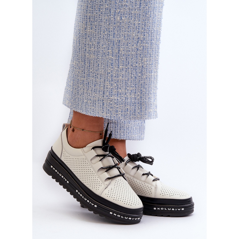 Skinnskor för kvinnor på plattformen S.Barski LR769A Beige 2