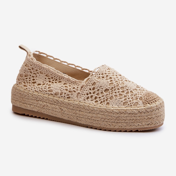 Spets Espadrilles för kvinnor på den beige plattformen Elarose 2
