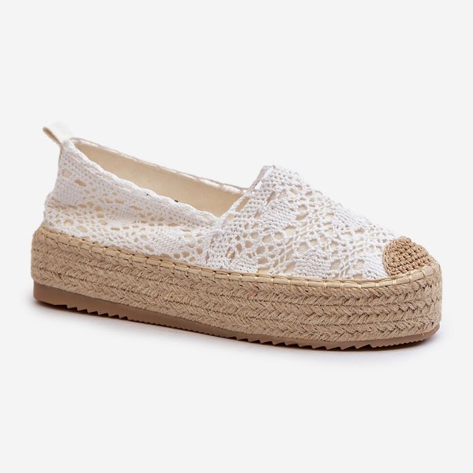 Kvinnors Spets Espadrilles På Plattform Vit Elarose 1