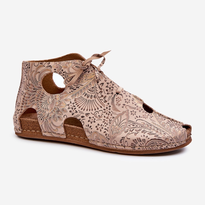 Mönstrade ankelstövlar i läder Maciejka 03426-02 Beige 1