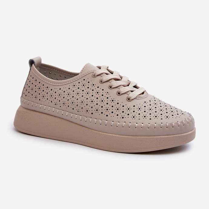 Läder Sneakers på S.Barski Platform LR278 Beige 1