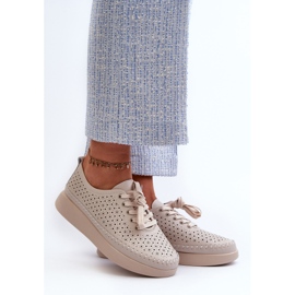 Läder Sneakers på S.Barski Platform LR278 Beige 2