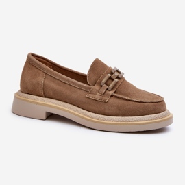 S.Barski Mockasiner för kvinnor på platt klack med dekoration D&amp;A TW101 Brun 1