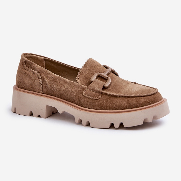 S.Barski Kvinnors mocka loafers med dekoration D&amp;A TW117 Olive grön 1