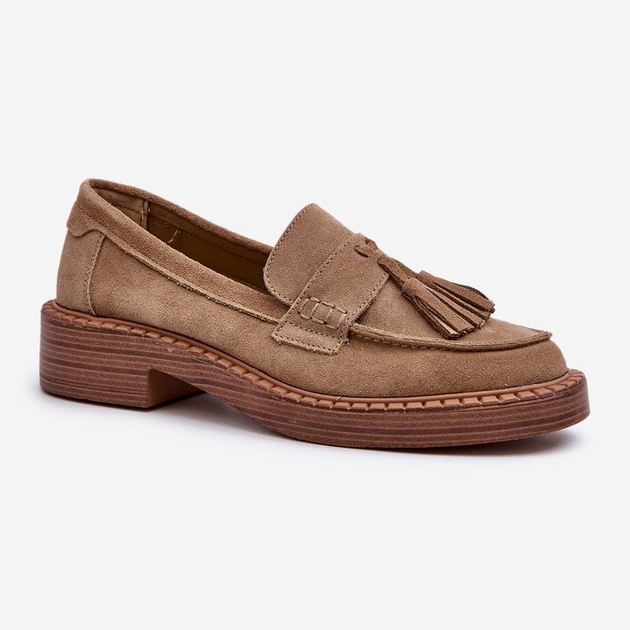 S.Barski Mockasiner för kvinnor med fransar D&amp;A TW107 Brun 1