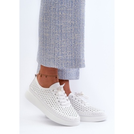 Läder Sneakers på S.Barski Platform LR278 White vit 2