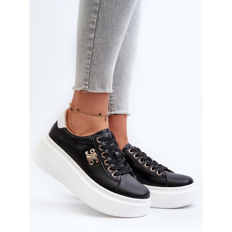 Sneakers i läder för kvinnor på plattformen Svarta Pernalia 2
