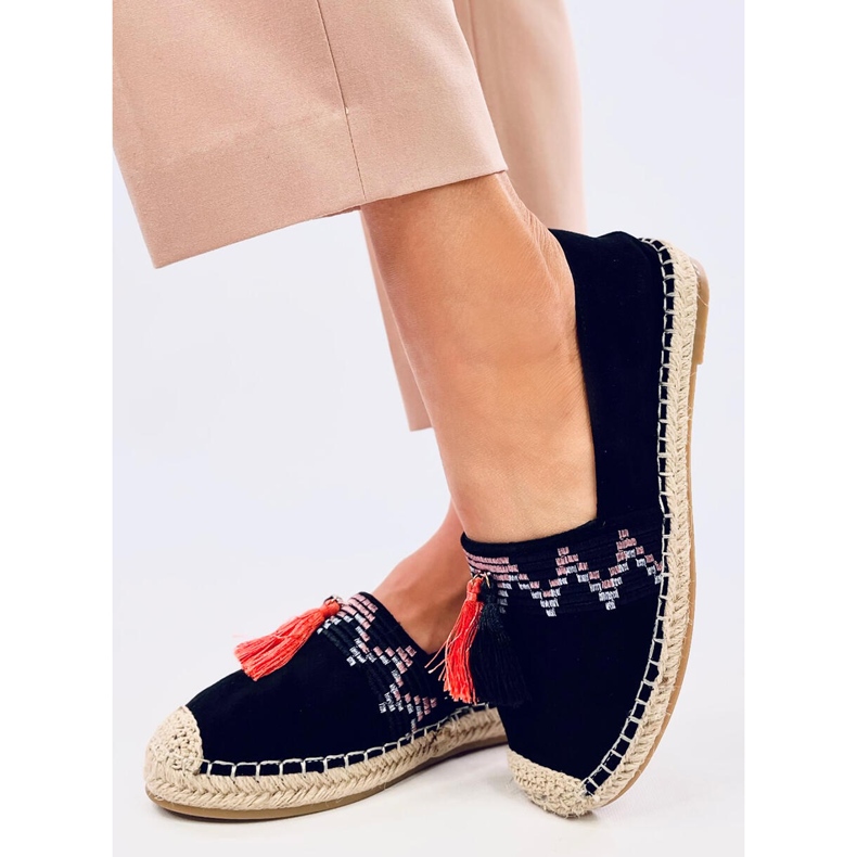 Boho espadrillor med Birna Black fransar svart 1