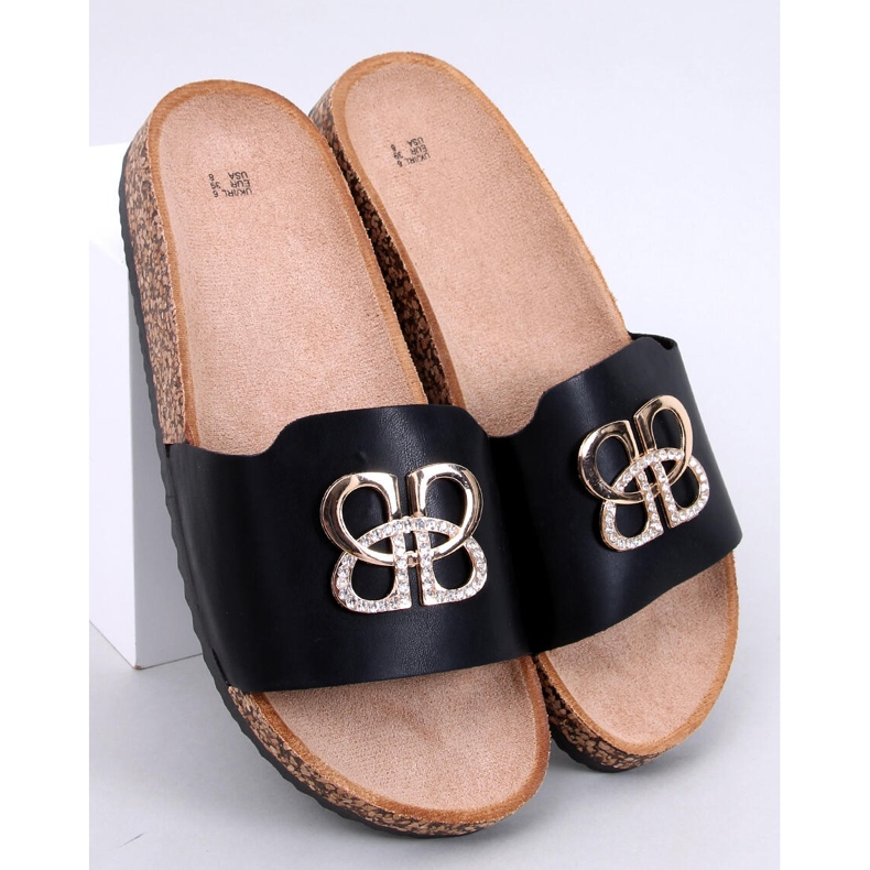 Ibanei Svarta korkflip-flops med strass 1