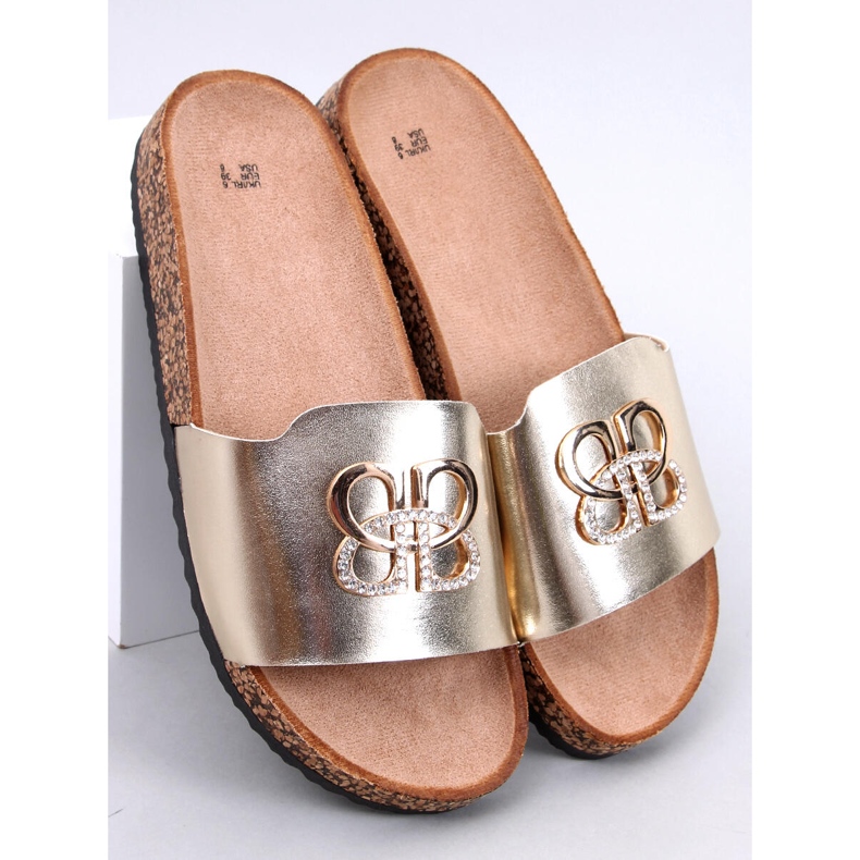 Ibanei LT.GOLD korktofflor med strass gyllene 1