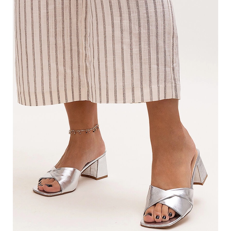 Silver Fanan flip-flops med hög klack silver- 1