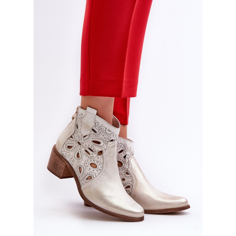 Lewski Shoes Genombrutna ankelstövlar i läder Lewski Skor 3170/2 Gummi Guld gyllene 2