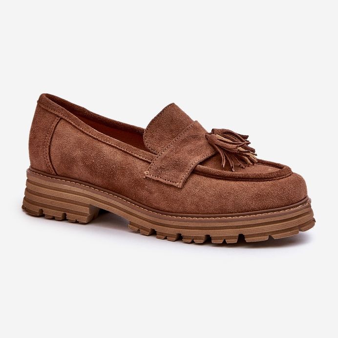 Zazoo 3469 Mockasin för kvinnor med fransar, brun 1