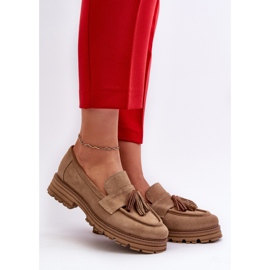 Zazoo 3469 Mockasin för kvinnor med fransar, beige 2