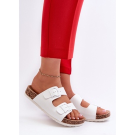 Damflip-flops på en korkplattform med spännen, vit Klinesta 2