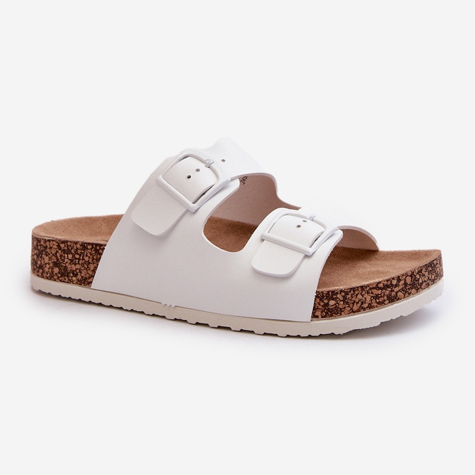 Damflip-flops på en korkplattform med spännen, vit Klinesta 1