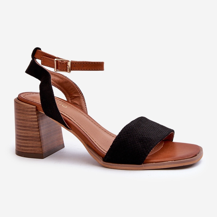 Högklackade damsandaler gjorda av ekomocka svart Ronvia 1