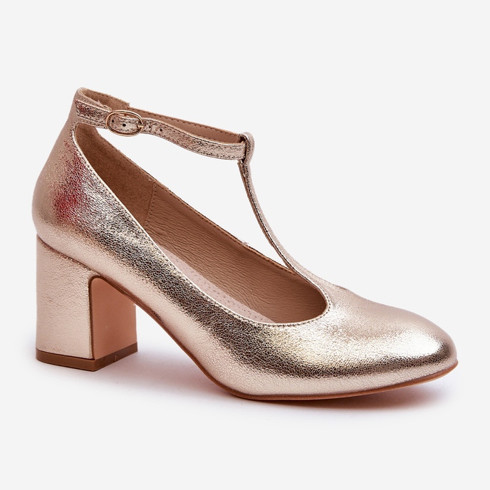 Guld eco-läder pumps på hög klack gyllene 1