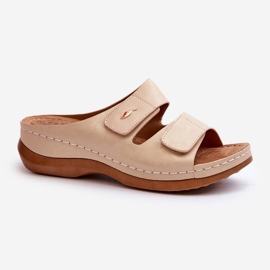 Lätt flip-flops dam gjorda av ekologiskt läder, Beige Frellia 1