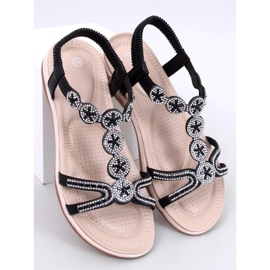 Yvers Svarta sandaler med dekorativa zirkoner 1