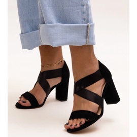 Evento Svarta högklackade sandaler med Sewim innersula i läder 1