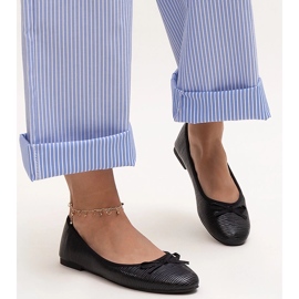 Svarta balettlägenheter med rosett och läderinlägg från Rosaly 1