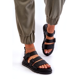 Big Star Kvinnors eko-läder sandaler stora stjärna NN274065 svart 1