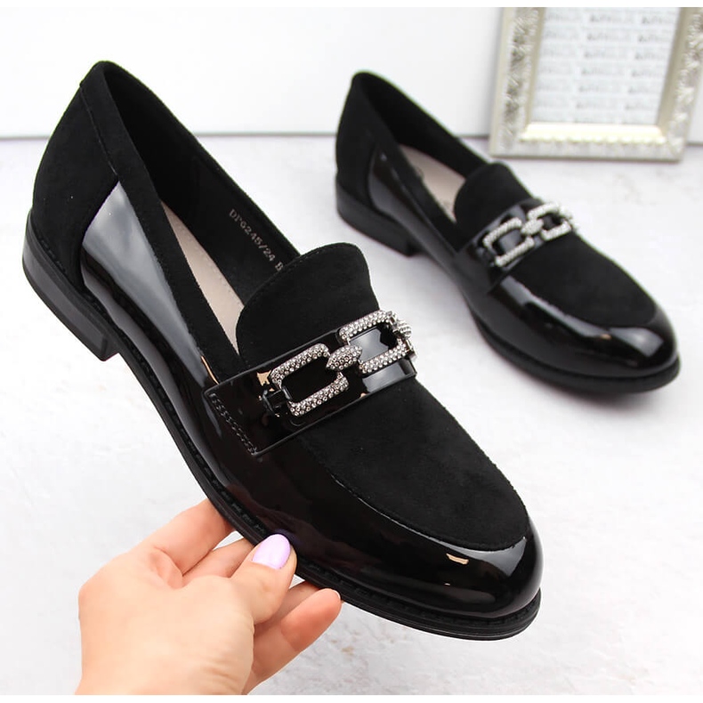 Svarta Filippo DP6245 dam loafers med cubic zirconia 1