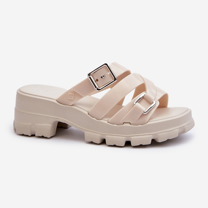 Doftande lågklackade flip-flops för kvinnor ZAXY NN285042 ljusbeige 1