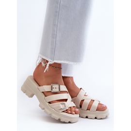 Doftande lågklackade flip-flops för kvinnor ZAXY NN285042 ljusbeige 2