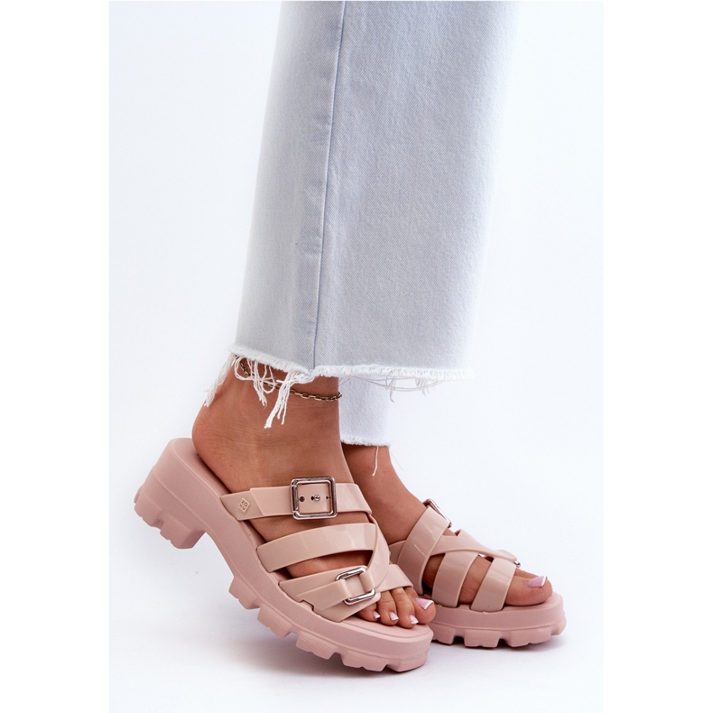 Doftande lågklackade flip-flops för kvinnor ZAXY NN285044 ljusrosa 2