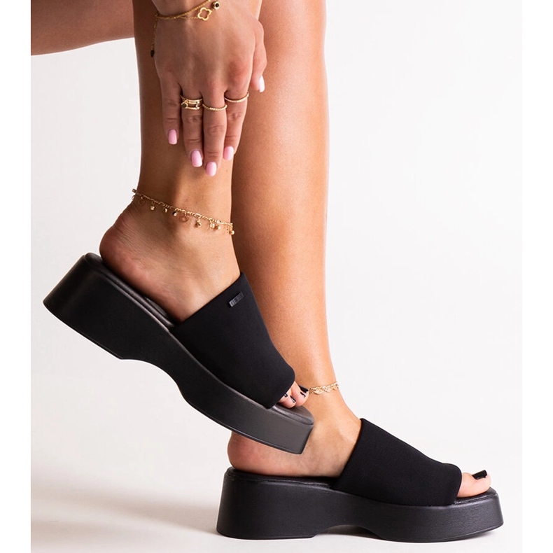 Svarta flip-flops på Big Star NN274021-plattformen 1