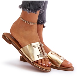 Seastar Damtofflor med gulddekor gyllene 4