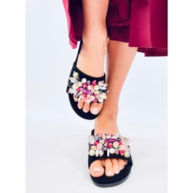 Lumsen Svarta flipflops med färgglada stenar 1