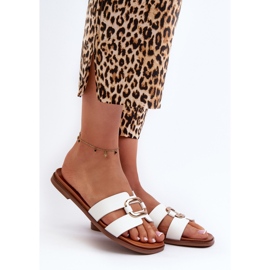 Platta flip-flops för kvinnor gjorda av ekologiskt läder Sergio Leone SK077H Vit 2