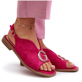 Eleganta damsandaler med dekoration Eco Mocka S.Barski KV27-058 Fuchsia rosa 4