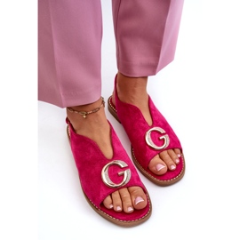 Eleganta damsandaler med dekoration Eco Mocka S.Barski KV27-058 Fuchsia rosa 2