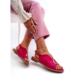 Eleganta damsandaler med dekoration Eco Mocka S.Barski KV27-058 Fuchsia rosa 3