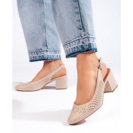 Genombrutna högklackade pumps från Sergio Leone beige 1