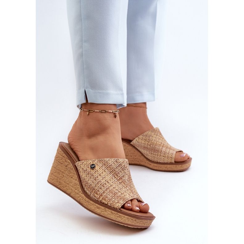 Sergio Leone Klädd flip-flops dam KL213 Beige 2