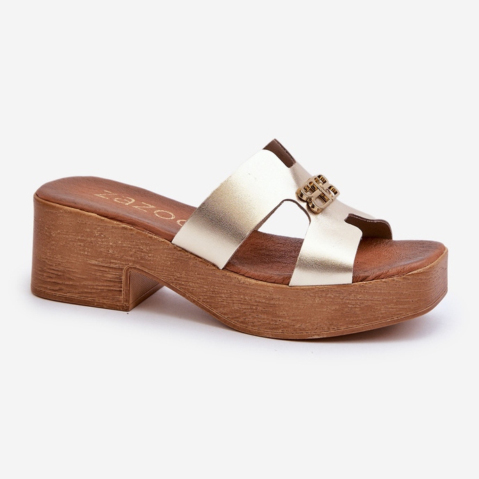 Zazoo 40412 eleganta flip-flops för kvinnor med gulddekoration gyllene 1