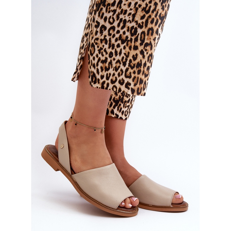 Zazoo 40327 Läder Slip-On Sandaler, Beige 2