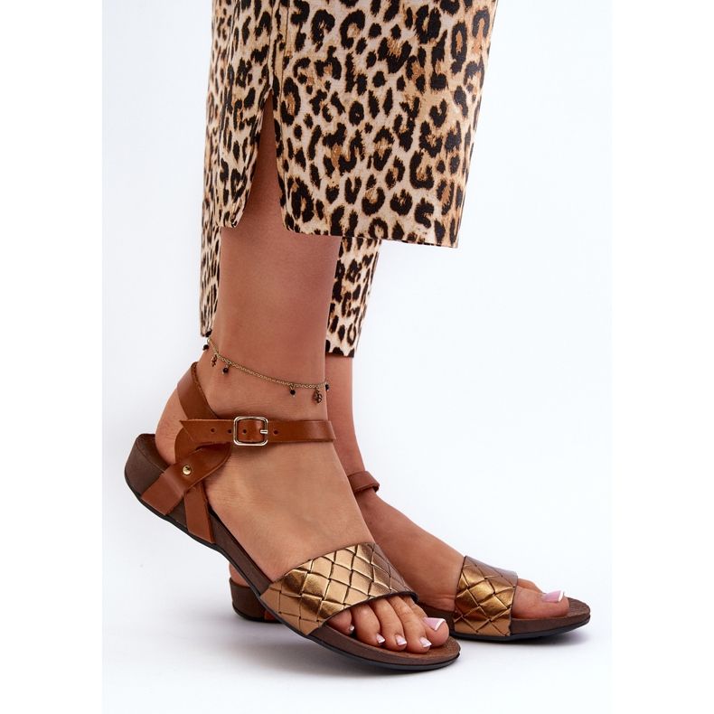 Zazoo 40027 platta lädersandaler för kvinnor, koppar brun 2